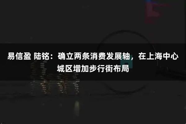易信盈 陆铭：确立两条消费发展轴，在上海中心城区增加步行街布局